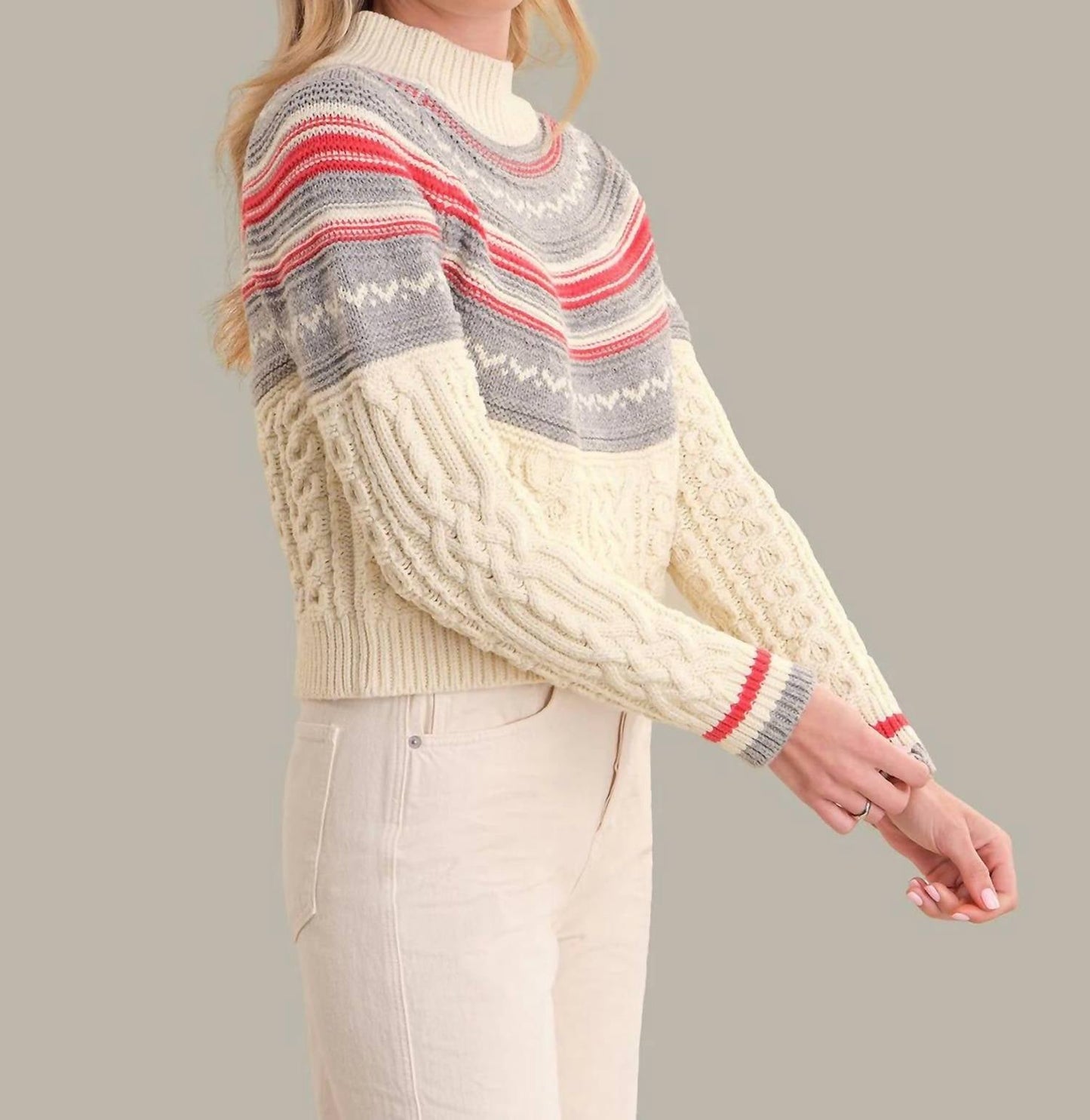 525 America - Ayana Cable Pullover With Pattern Yoke