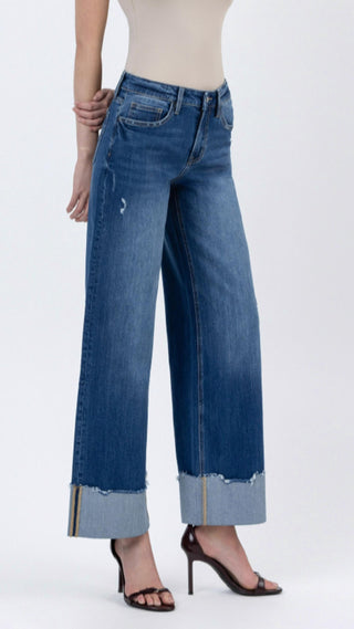 Lovervet - High Rise Cuffed Baggy Wide Leg Jeans