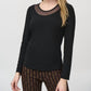 Joseph Ribkoff - Mesh Round Neck Long Sleeves Top