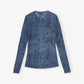 Ganni - Printed Mesh Long Sleeve Crew Neck Top