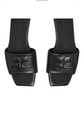 Courreges - Women's Logo Patch Leather Slide Sandals