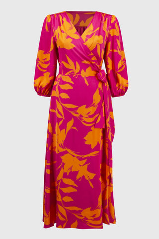 Joseph Ribkoff - Satin Floral Print Wrap Dress