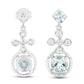 4.42 Carat Genuine Aquamarine and White Zircon .925 Sterling Silver Earrings