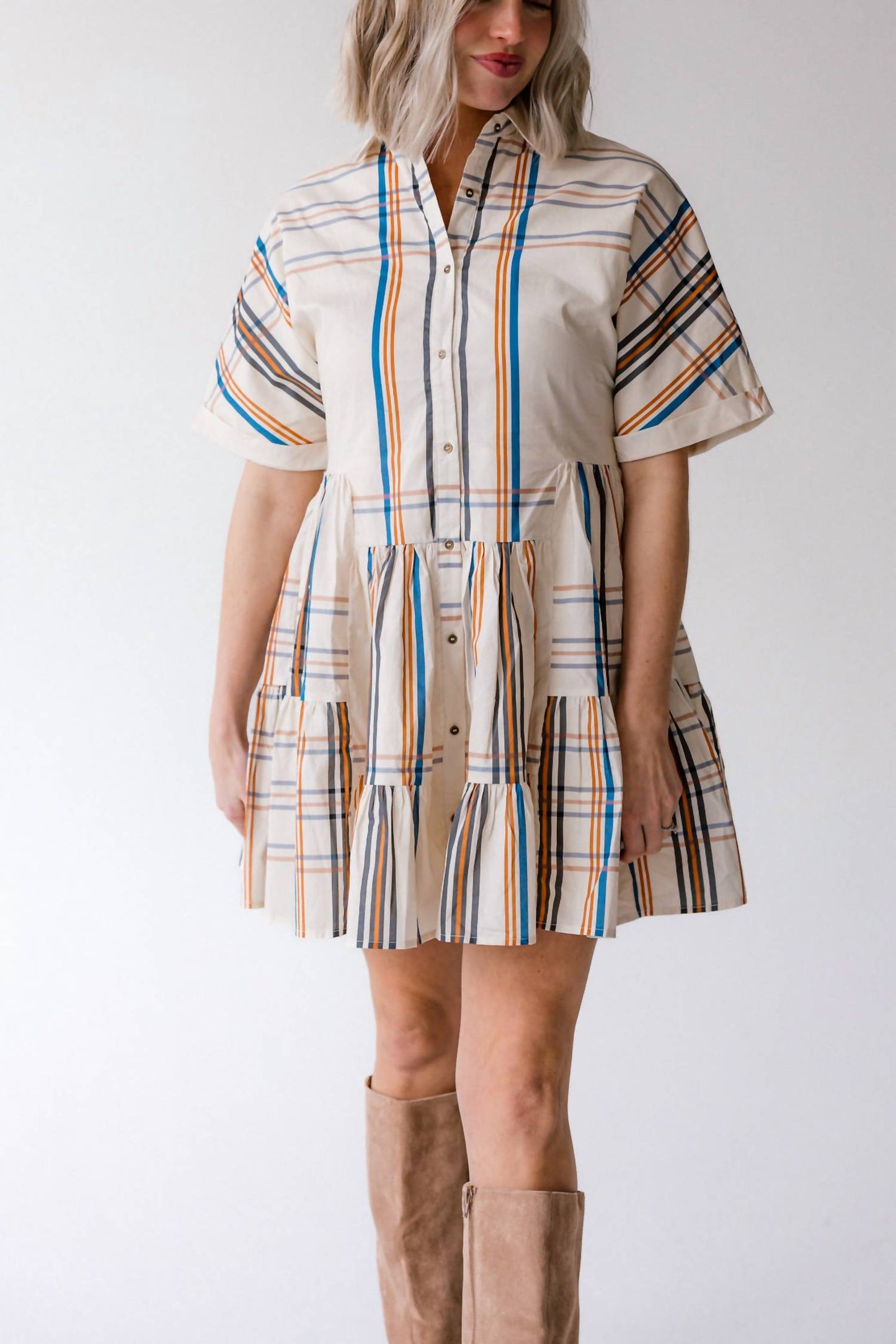 Aureum - Women's Delaney Plaid Mini Shirt Dress