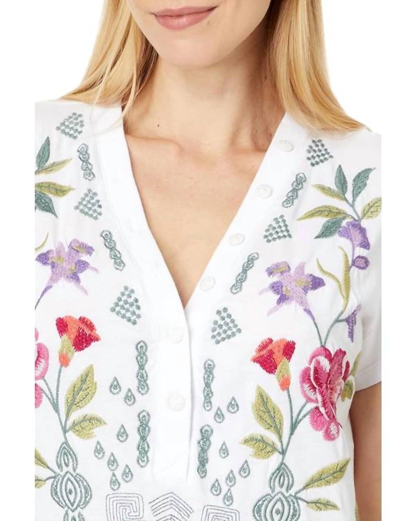 Johnny Was - Button Neck Knit Tee