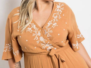 Polagram - Floral Embroidered Ruffle Midi Maxi Dress