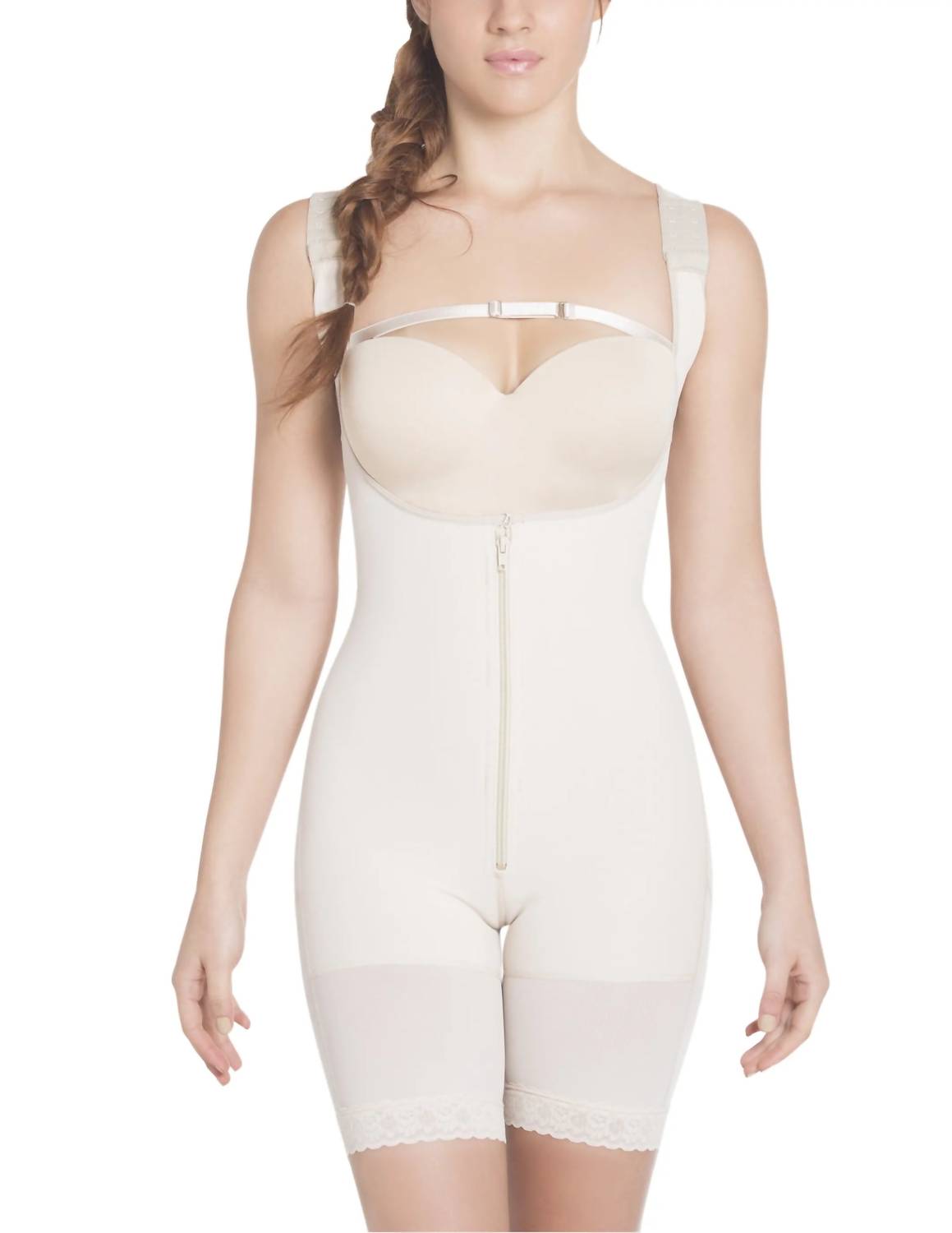 Siluets - Wide Straps Mid-thigh Bodysuit Slimming Shaper