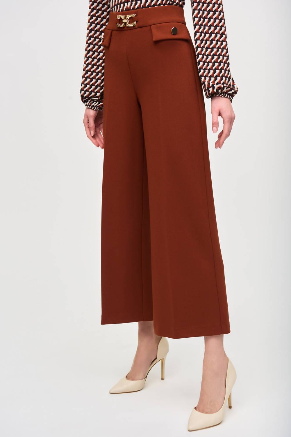 Joseph Ribkoff - Crepe Wide-leg Pull-on Cropped Pants