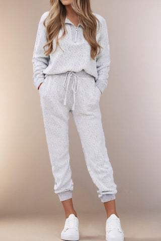 La Society - Half Zip Pullover Top & Drawstring Joggers Set