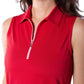 Golftini - Sleeveless Zip Contrast Polo Top