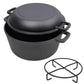 2 In 1 Pre-Seasoned Cast Iron Dutch Oven With Dual Handles, 5 Quart - Black
