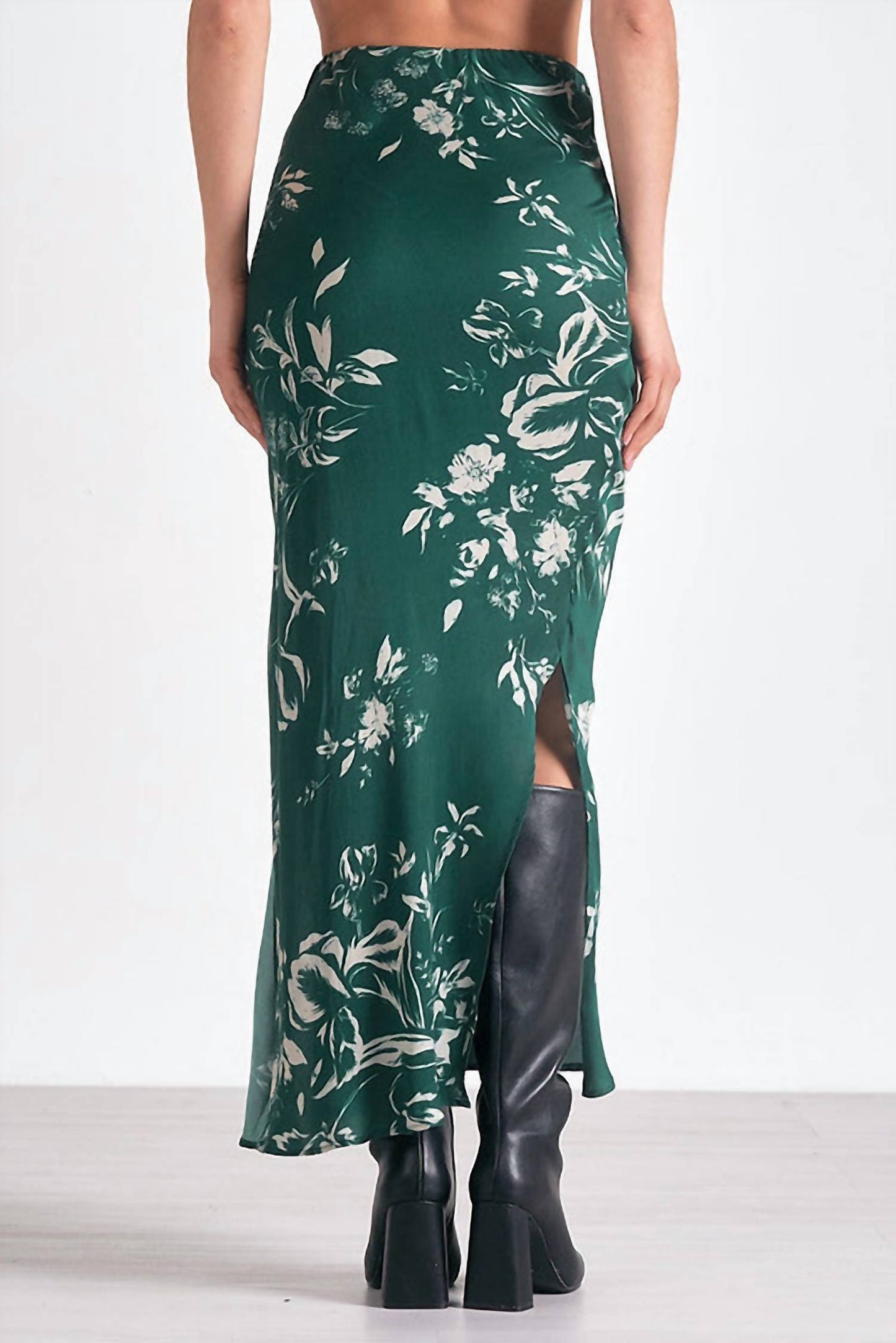 Elan - Floral Print Satin Skirt