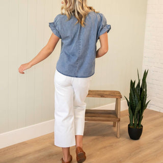 Aapparella - Denim Puff Sleeve Top