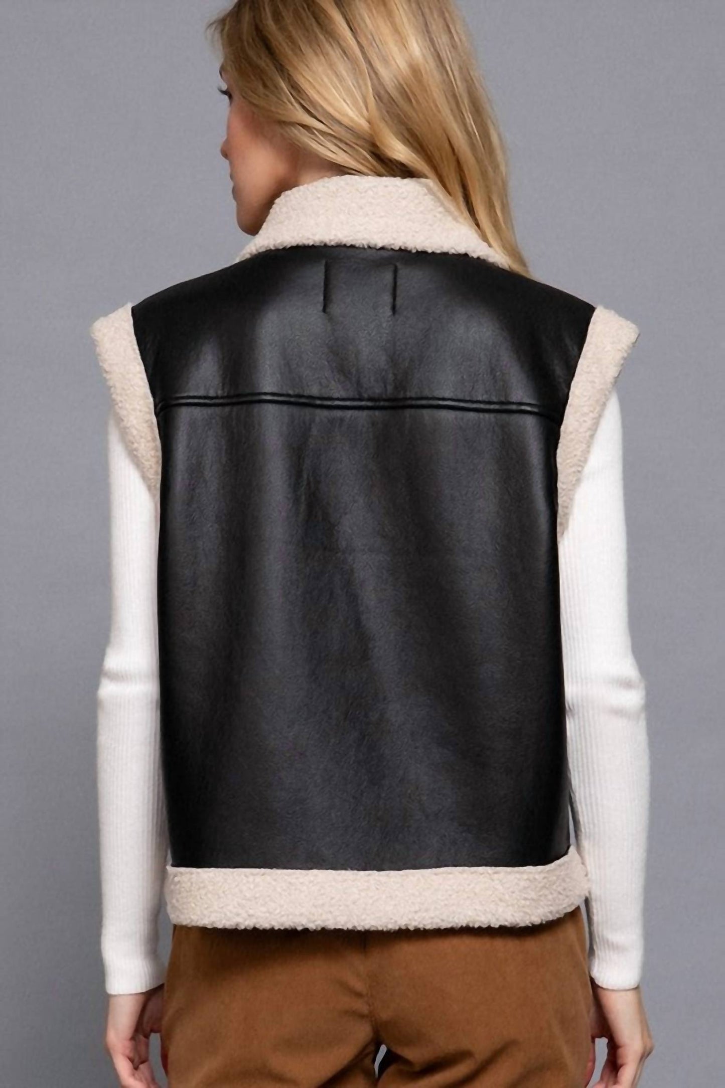 Active Usa - Faux Leather Inner Fur Vest