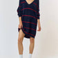 Lalavon - Stripe V-neck Sweater Mini Dress