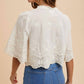 Anniewear - Tie Front Embroidered Blouse