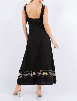 Paparazzi - Linen Blend Embroidered Maxi Dress