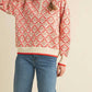 &Merci - Floral Mock Neck Half Zip Pullover