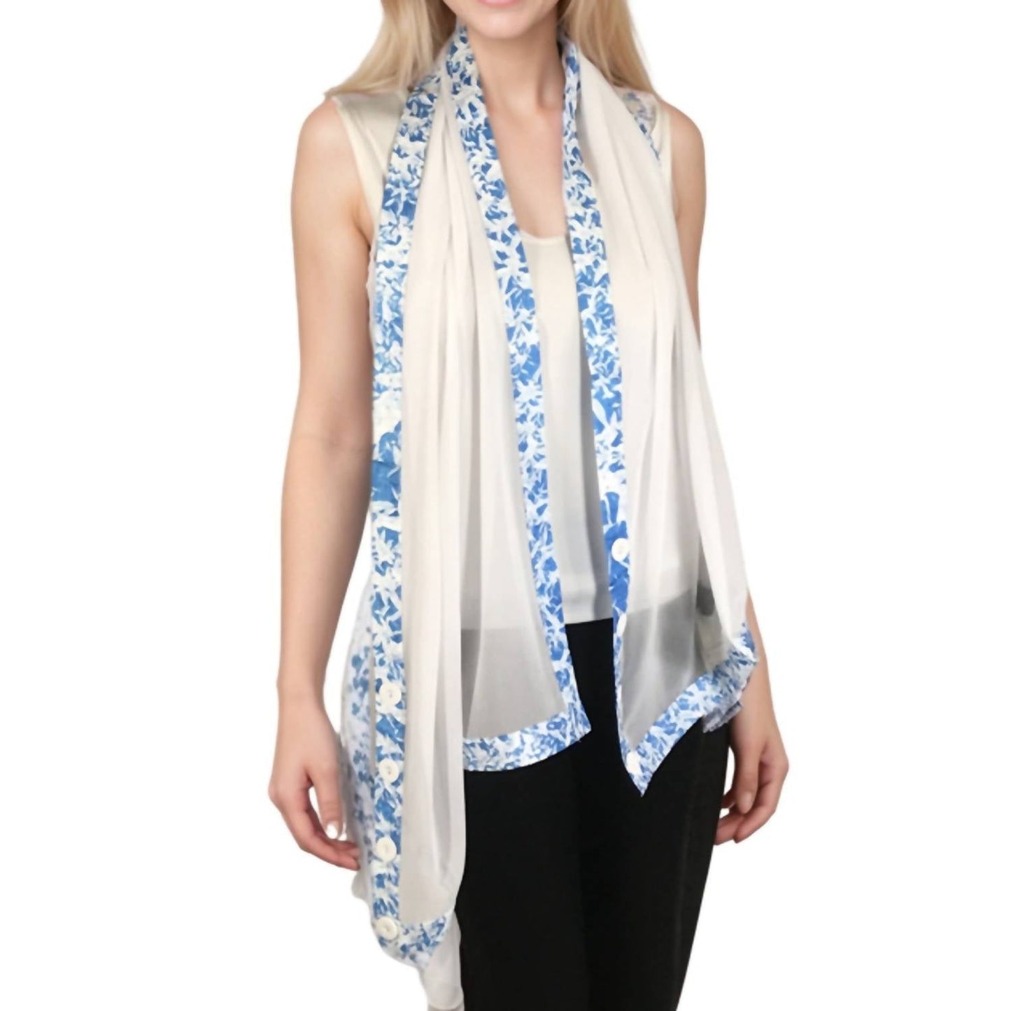 Magic Scarf - Women's Origami Trim Button Shawl Shrug Wrap