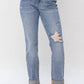 Judy Blue - Destroyed Knee & Cuffed Boyfriend Jeans