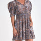 Elan - Short Sleeve High Neck Paisley Dress