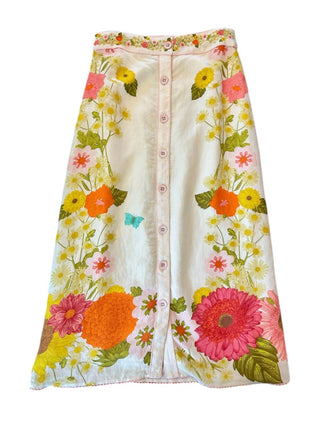 Elizabeth And James - Frannie Button Front Printed Midi Skirt