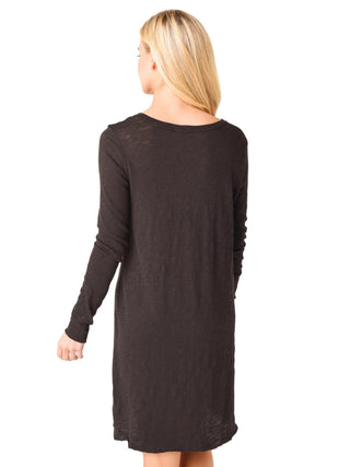 Atm - LONG SLEEVE V SLUB DRESS