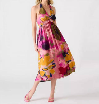 Steve Madden - Piper Stretch Smocked Waist Halter Tie Midi Dress