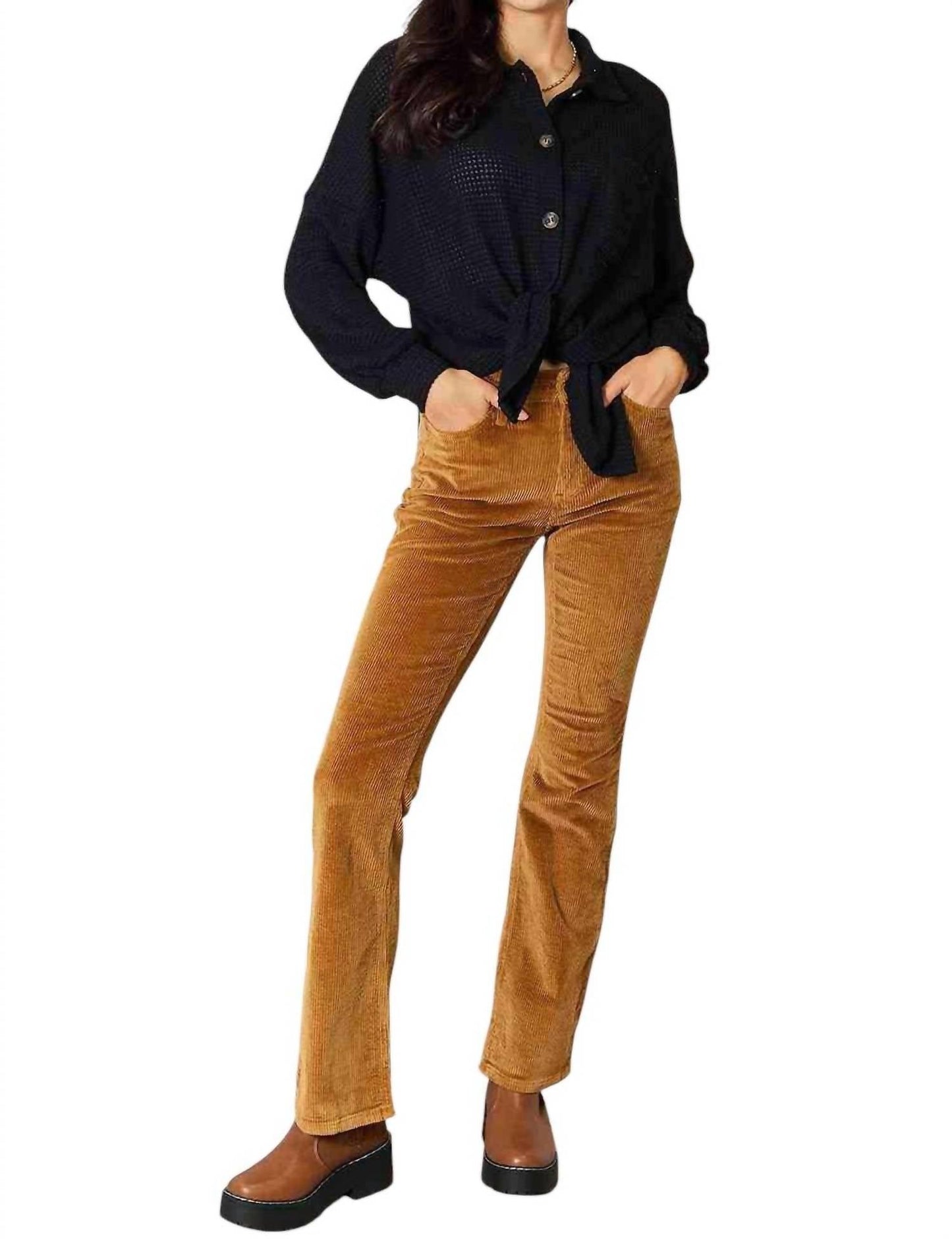 Double Take - Elegant Waffle-Knit Collared Shirt
