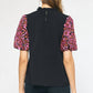 Entro - Embroidered Puff Sleeve Top