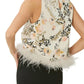 Entro - Abstract Tank Top With Feather Trim