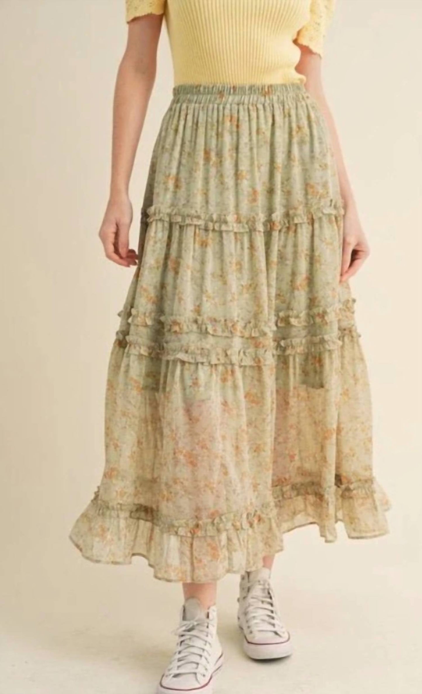 &Merci - Floral Tiered Maxi Skirt