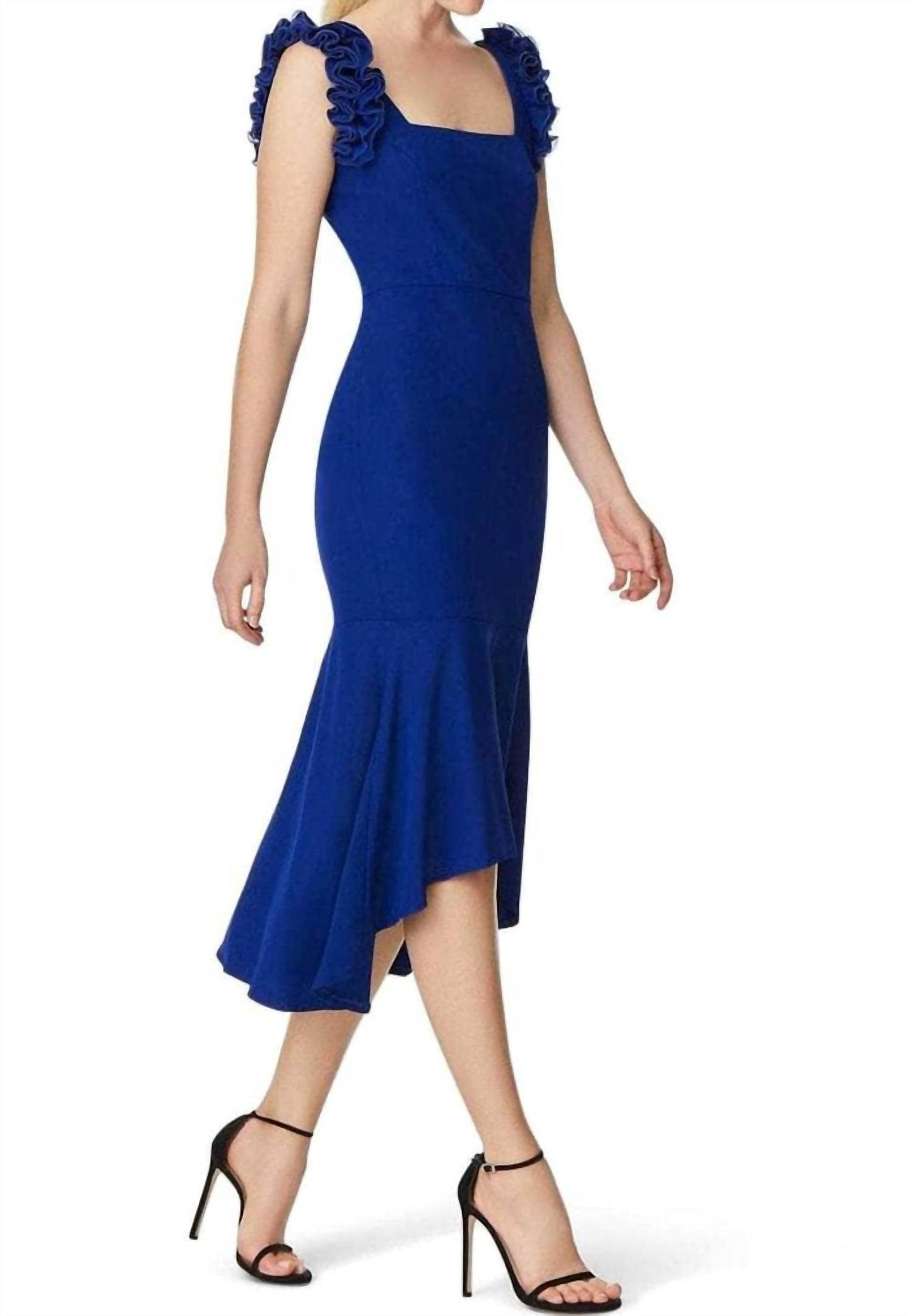Aidan Mattox - Ruffled Shoulder Sleeveless Crepe Dress