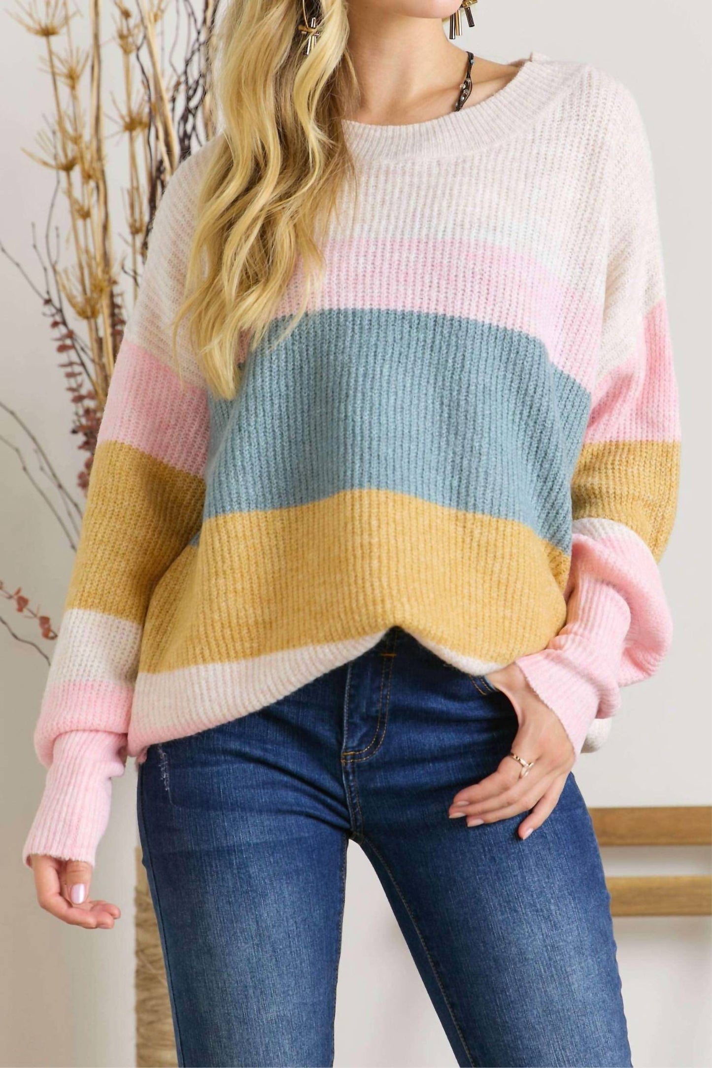 Adora - Women's Colorblock Stripe Pullover Sweater