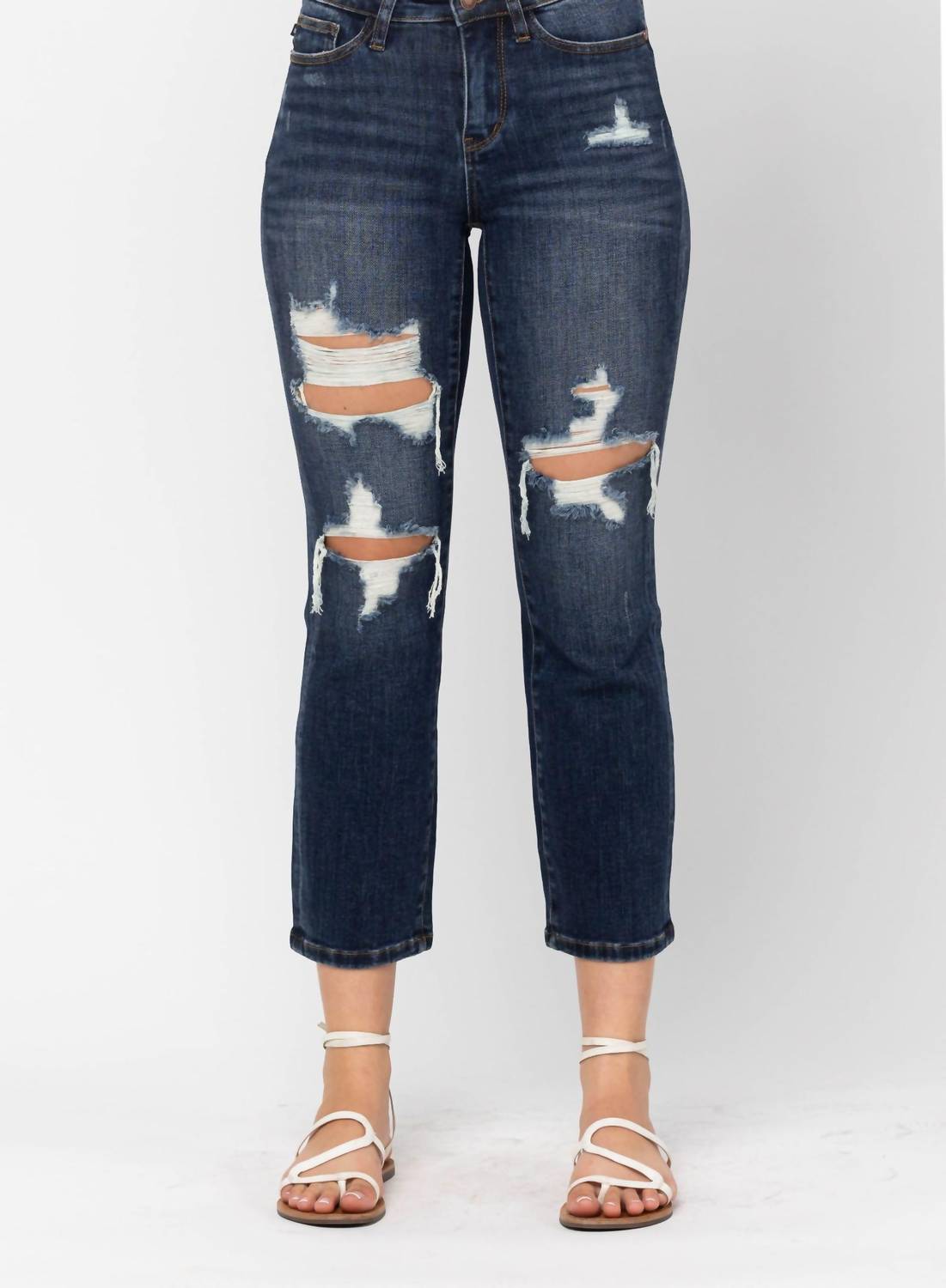 Judy Blue - Mid Rise Crop Leg Straight Jean