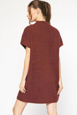Entro - Mock Neck Sweater Knit Dress