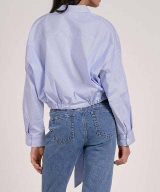 Elan - Striped Tied Front Blouse