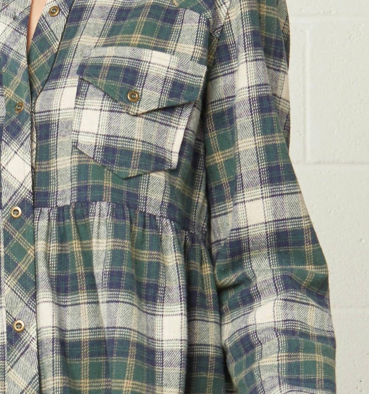Entro - Plaid Flannel Babydoll Top