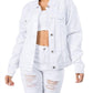 American Bazi - Graphic Distressed Denim Jacket