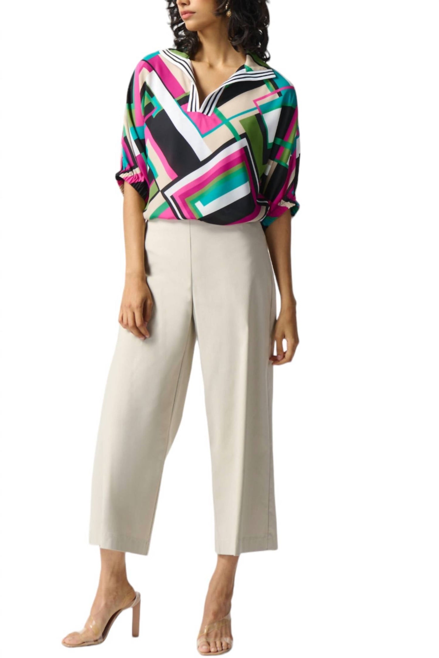 Joseph Ribkoff - GEORGETTE GEOMETRIC PRINT BOXY TOP