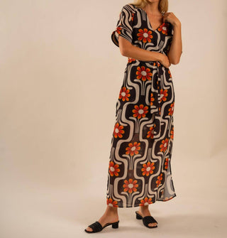 Care Tucker - Beatrice All Over Wild Flower Pattern Kaftan Dress