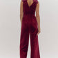 Entro - Velvet Sequin Bow Shoulder Jumpsuit