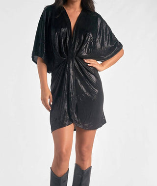 Elan - Liquid Metal Dolman Sleeve Dress