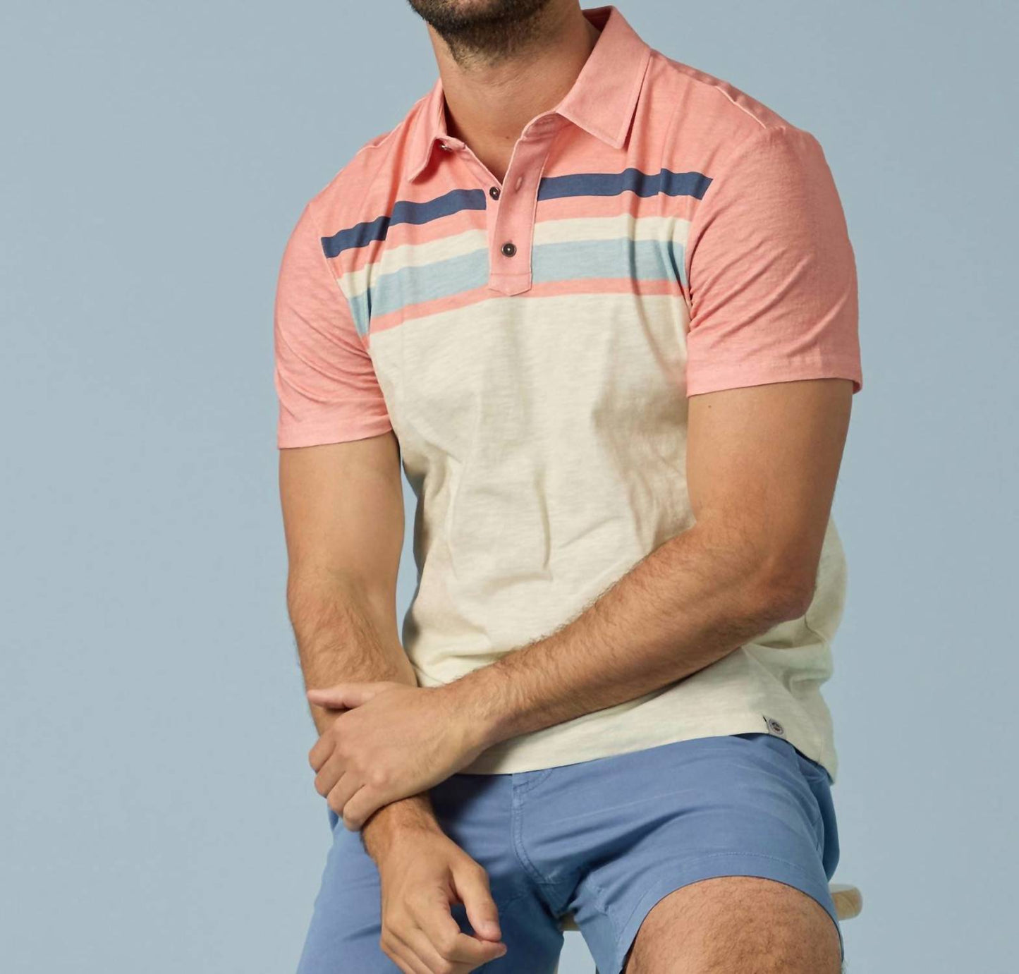 Flags & Anthem - Millville Chest Striped Slub Polo