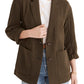 Madewell Crinkled Linen Blend Blazer in Dried Olive, Size Large