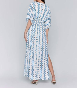Charlie B - Printed Dolman Sleeve Maxi Dress With Side Slits