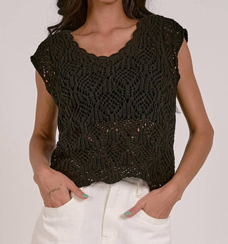 Elan - CROCHET CAP SLEEVE SWEATER
