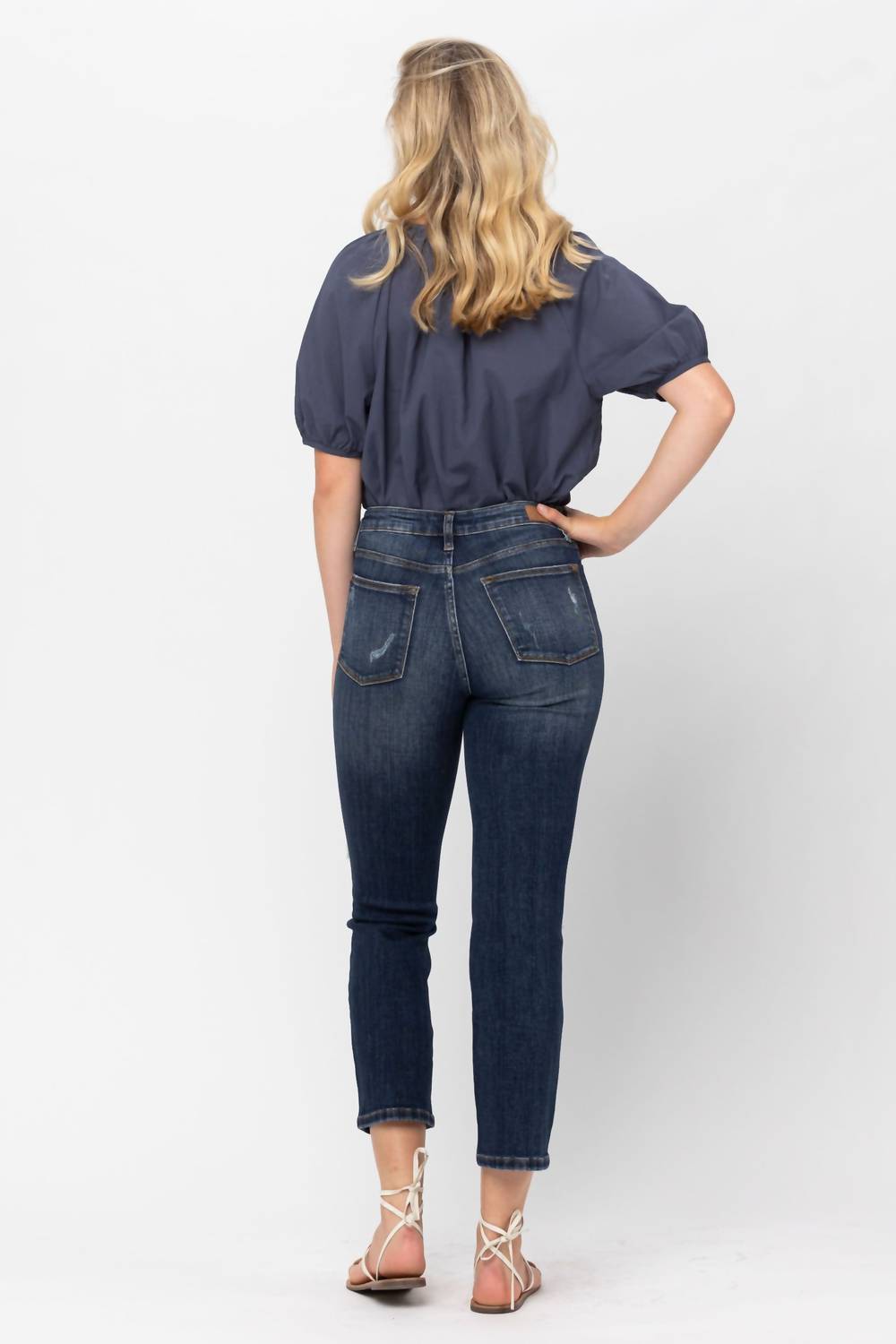 Judy Blue - Mid Rise Crop Leg Straight Jean