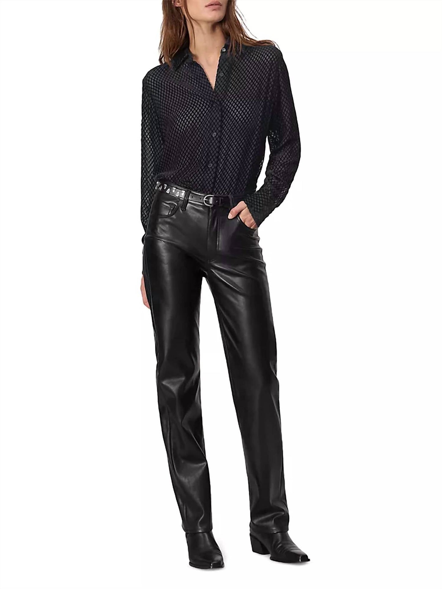 Rag & Bone - Lila Burnout Velvet Long-sleeve Shirt