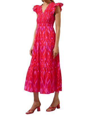 Sugarlips - Blevin Ikat Smocked Tiered Maxi Dress